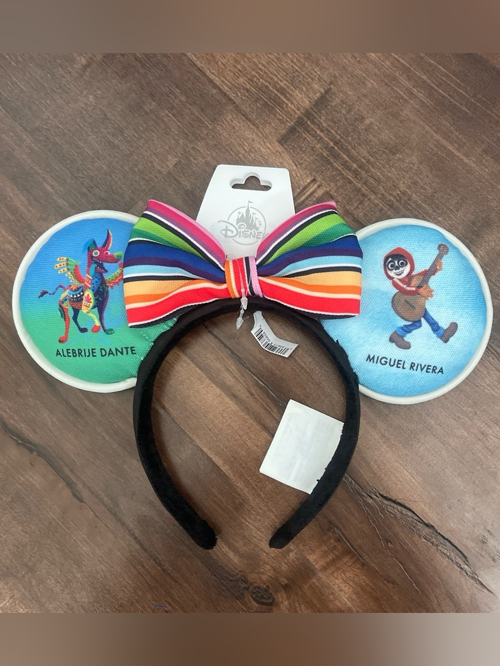 Disney Miguel & Dante Ear Headband with Rainbow Striped Bow